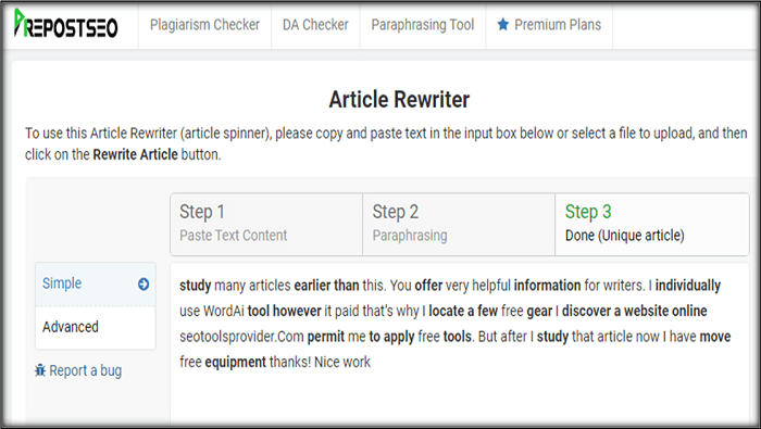 Prepostseo - Article Rewriter